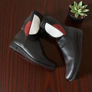 Arche‎ Black Ankle Boots with Red and White Accents
